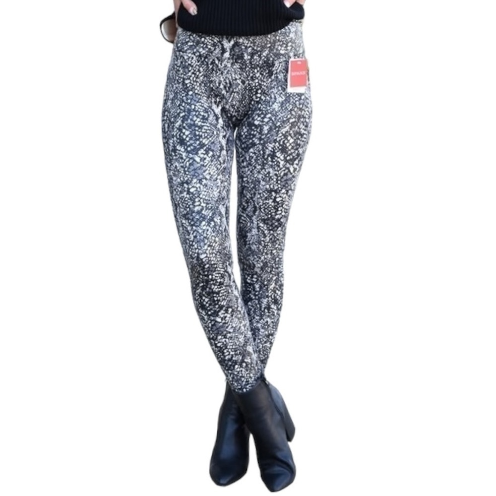 SPANX NWT Women’s Size S Grey Snake Faux Leather Shine High Rise Leggings - Picture 2 of 11